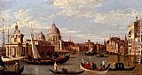 Boats Canvas Paintings - View Of The Grand Canal And Santa Maria Della Salute With Boats And Figures In The Foreground, Venice